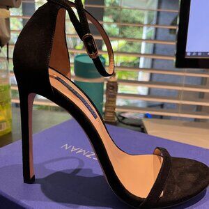 Stuart Weitzman Nudist Song Strap Sandal Size 8 BRAND NEW Black Suede